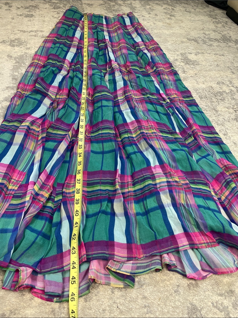 NWT L’Agence Patricia Plaid Maxi Skirt Teal Pink Sz 2 - Picture 10 of 12